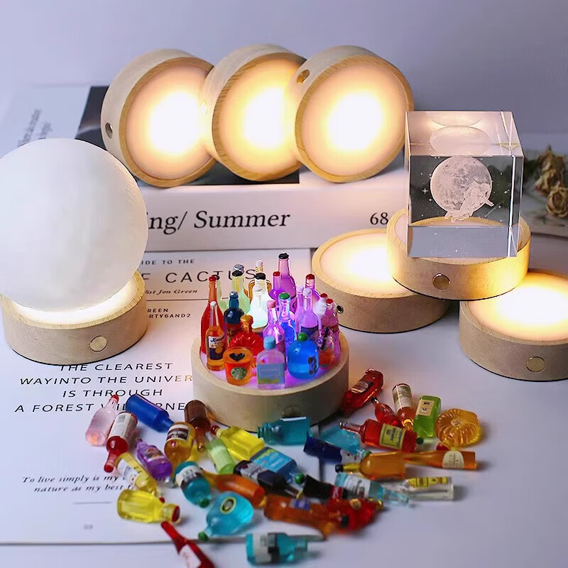 DASKSHA luminous coaster cocktail base light cocktail glass light base coaster base solid wood led light three-color touch