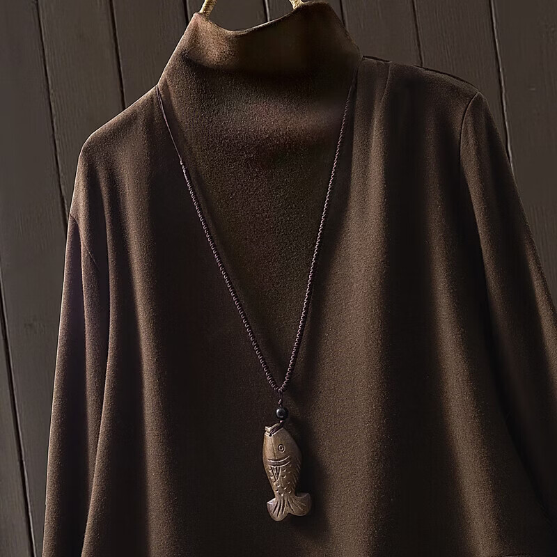 Cypress half-high collar solid color brushed bottoming shirt for women 2025 winter new design loose casual top