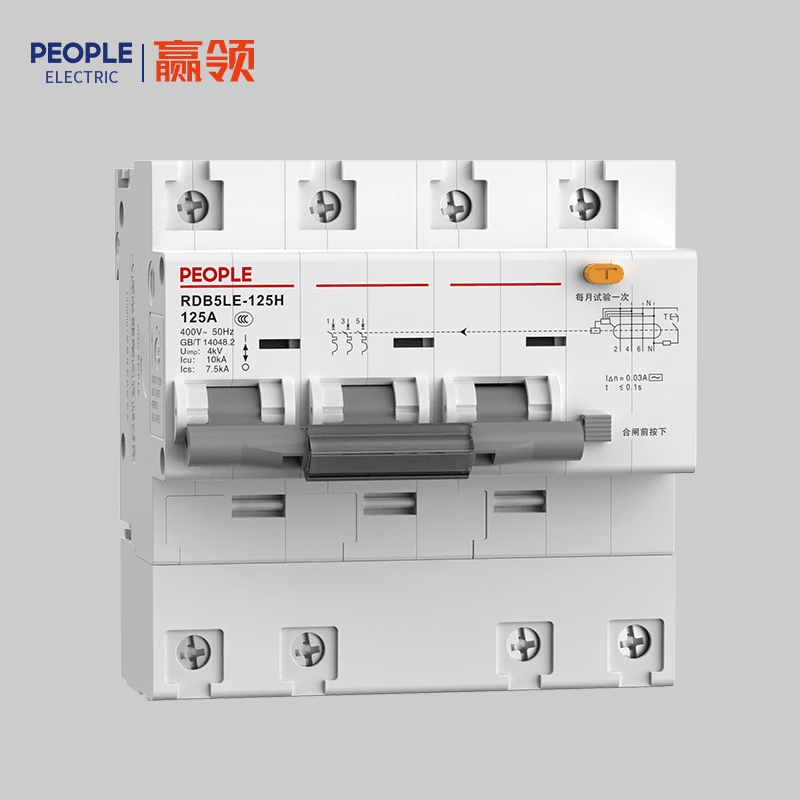 People's Electrical Appliances Leakage Circuit Breaker-125 80/100a High Current Leakage Protection Switch Main Gate 4p 125A