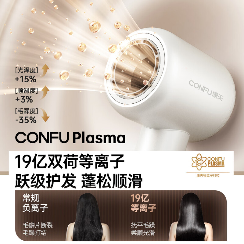 CONFU high-speed hair care hair dryer hollow leafless household high-power wind plasma hair dryer birthday and New Year gift for girlfriend F9 powder national subsidy