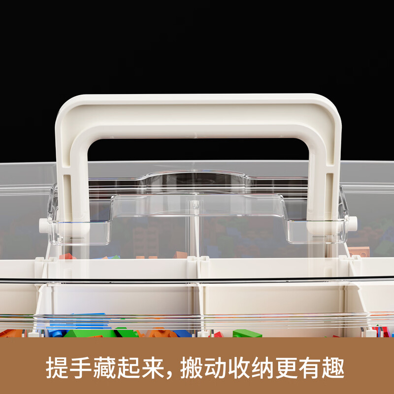 Fengshang 3-layer tool parts box, multi-grid portable transparent screw storage box, electronic component building blocks, Lego plastic box