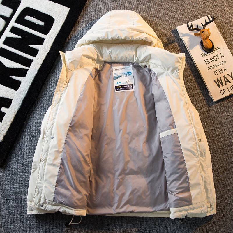 Playboy American retro down jacket men's winter ins-sense men's light and warm bread jacket off-white M