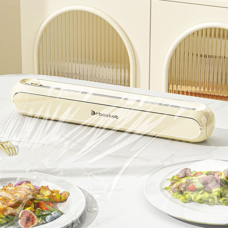 Fantasy household suction cup cling film cutter kitchen food-grade magnetic disposable refrigerator wall-mounted artifact milk silver