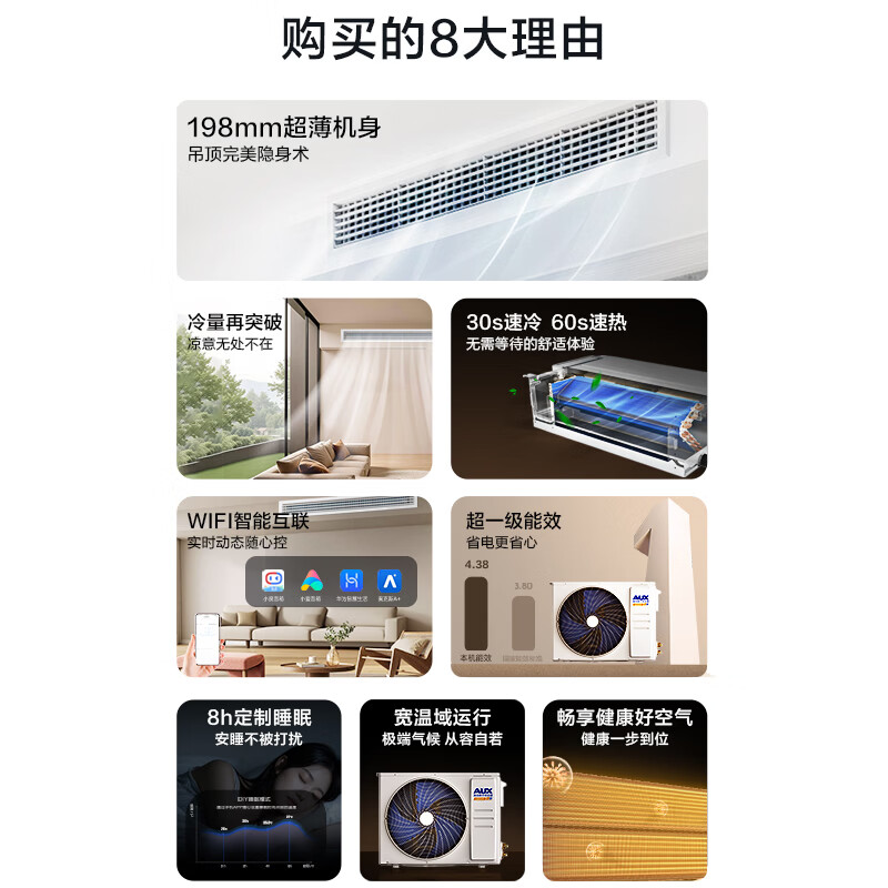 Oaks central air conditioner Qingxiang duct machine one-to-one 1.5 HP first-class energy efficiency inverter bedroom air conditioner GRD36/BPR3QA-QF3 (B1) national subsidy for home appliances