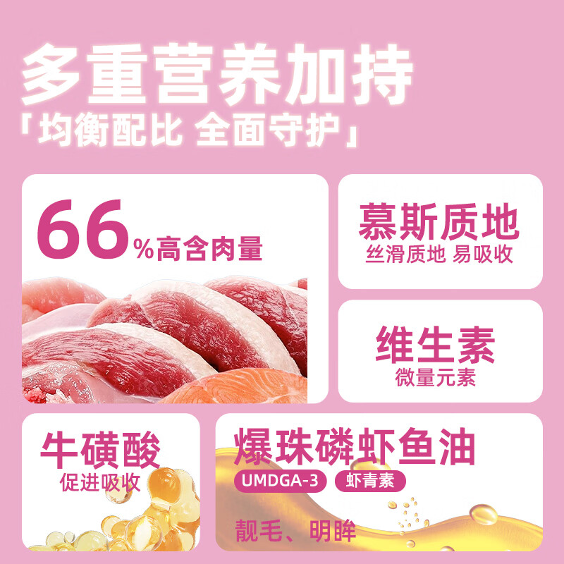 Kuwei Cat Food Full Price Staple Food Meal Pack Wet Food Nutritional Fattening Kitten Cat Rice Staple Food Cat Strips Hydrating Cat Canned Hair Beauty and Eyesight | Salmon Flavor 1000g 20 bags in total