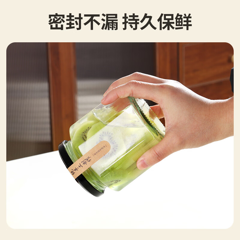 Extreme space sealed jar hexagonal storage bottle glass jar 380ml glass bottle sealed jar honey bottle can bottle 6 pack