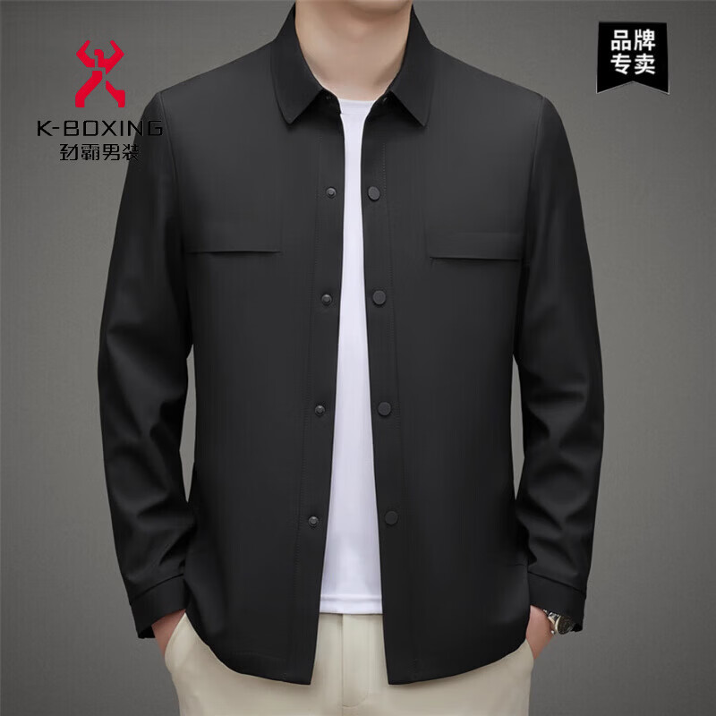 KBXNG New Executive Outer Jacket Men's Casual Button Business Jacket Middle-aged Top Dad's Clothes Navy &L8313 M /170 Recommended Weight 105-125 Jin