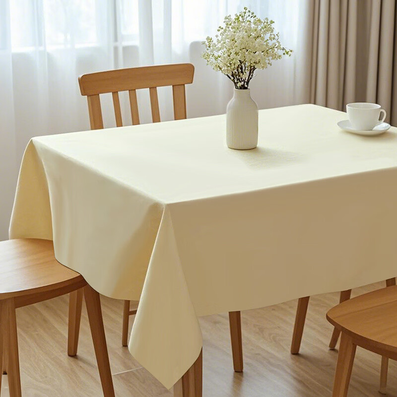 Fantasy tablecloth round table stone rectangular tablecloth French plain custard 1.4m x 1.4m 300 sheets upgraded thickened light luxury stone cloth 37g