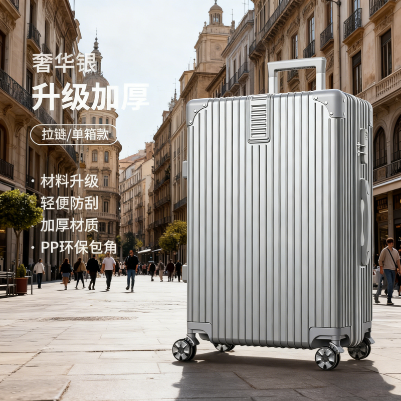 Xiaomi suitcase, same style as men's extra large capacity portable student trolley case, sturdy leather case, women's travel code box, black, retro code lock zipper style, 20 inches