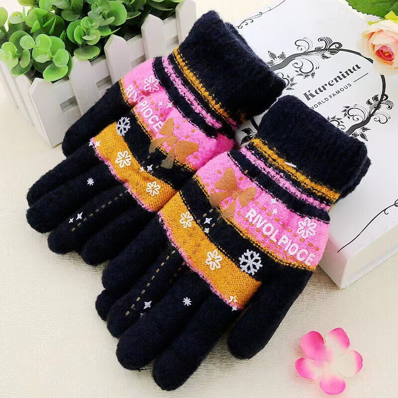 Motorcycle gloves double layer velvet thickened cold-proof warm gloves outdoor riding autumn and winter sports electric vehicle gloves mohair men's double layer random color one size fits all