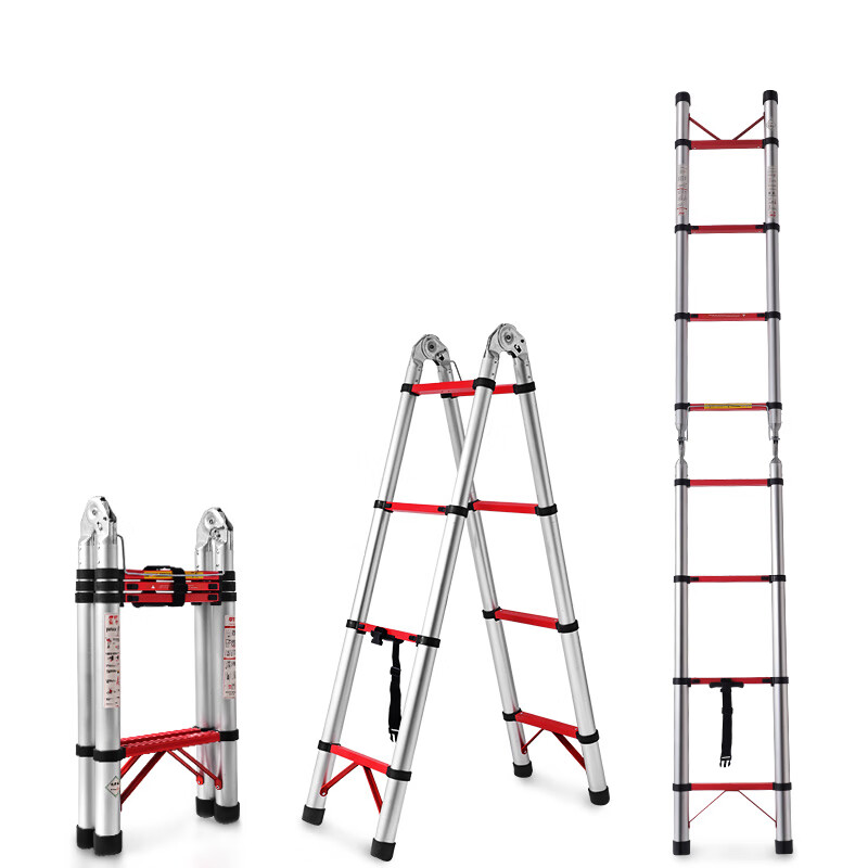 Huixiang Jingdong Industrial's own brand telescopic ladder herringbone ladder aluminum alloy thickened folding ladder engineering staircase multifunctional ladder 1.7 meters straight ladder 3.4 meters German standard upgraded and thickened