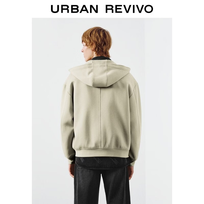 UR2026 Spring New Men's Trendy Hooded Drawstring Embroidered Super Loose Jacket UUV160007 Khaki S