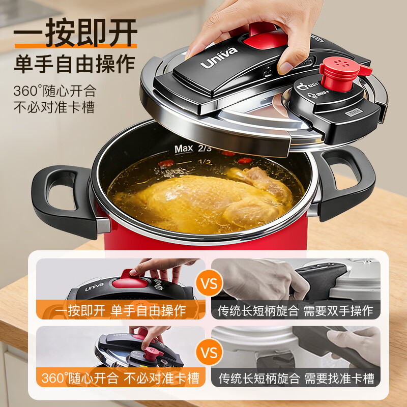 WONDERCHEF Jingdong limited Wanda Xiangfu Japanese enamel pressure cooker 140kpa gas induction cooker pressure cooker 6.5L