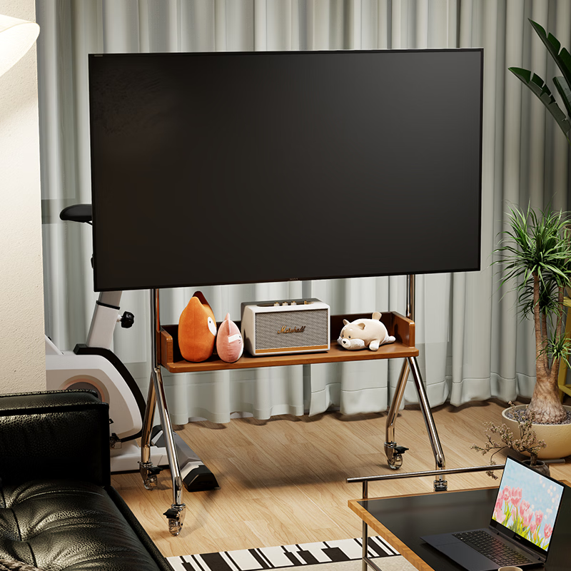 CABTE stainless steel mobile TV bracket 32-75 inches universal TV cart removable cart 32-75 inches stainless steel load-bearing/matching storage tray