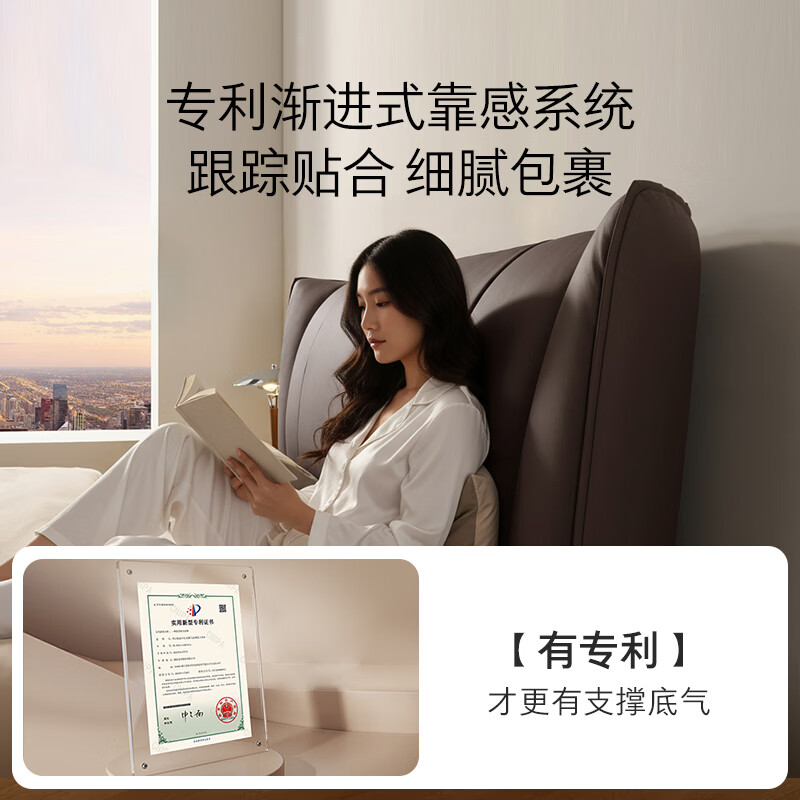 Gujia Home Furnishing Italian Style Progressive Feeling Master Bedroom Double Cowhide Bed B029 Full-Edge Sandal Brown Seifer Functional Leather 1.8m