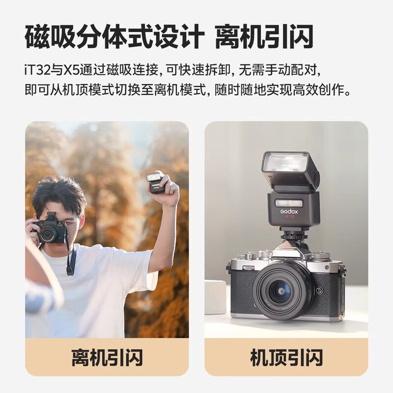 Godox, join the membership and receive gifts IT32 mini camera flash, small portable TTL high-speed synchronization, automatic metering, outdoor shooting, hot shoe camera, external on-camera flash, Sony version X5 base