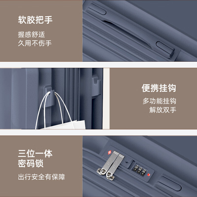 Pull back suitcase women's trolley case with cup holder men's leather case lightweight student password box suitcase 24 inches starry sky gray