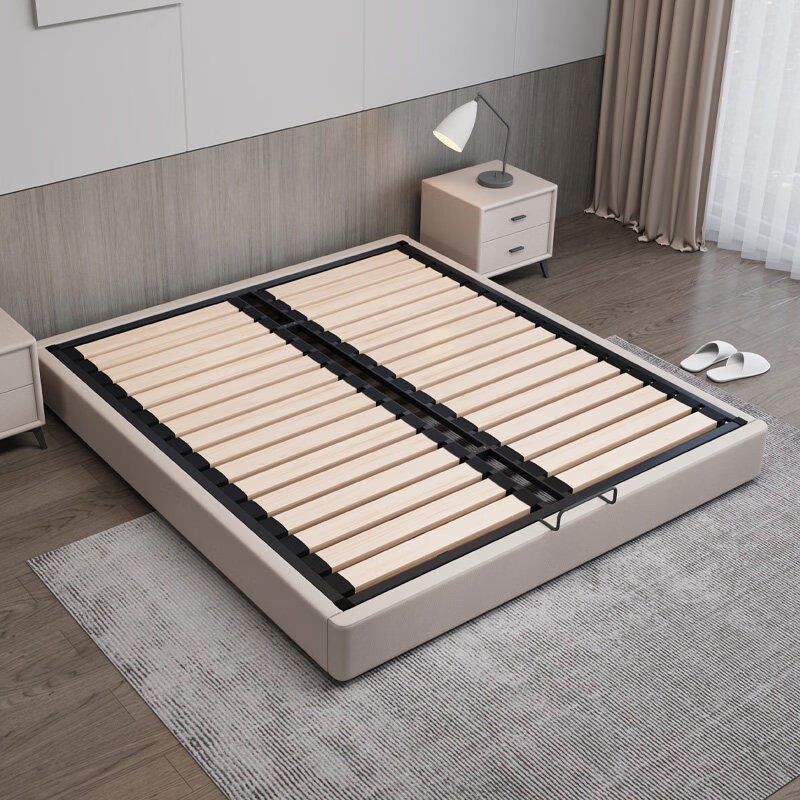 Other homes are all solid wood tatami, steel and wood lattice frame bedroom floor bed B&B hotel floor floor without bedside bed frame can be customized 16cm high steel wood silent bed + 20cm coconut palm spring mattress 2000mm*2200mm frame floor structure