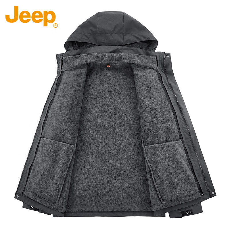 JEEP Jeep Jacket Men's Autumn and Winter Three-in-One Charge Top Jacket Polar Fleece Men's Army Green XL