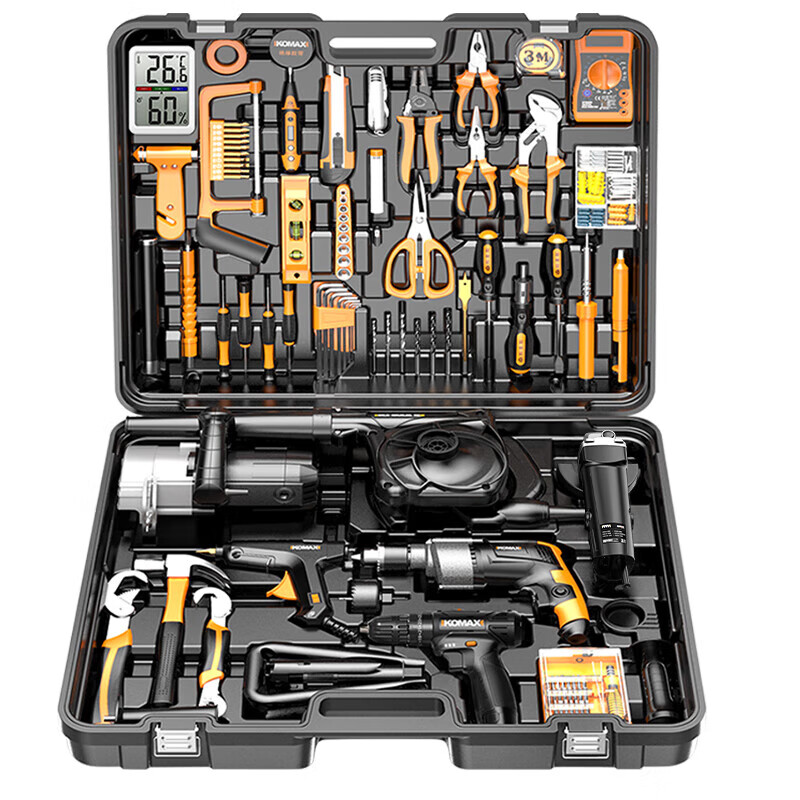 Qiao Bo Laike Max Tool Box Full Set Impact Drill Hand Electric Drill Electric Hand Tool Set Household Hardware Set Electrician Wood Default