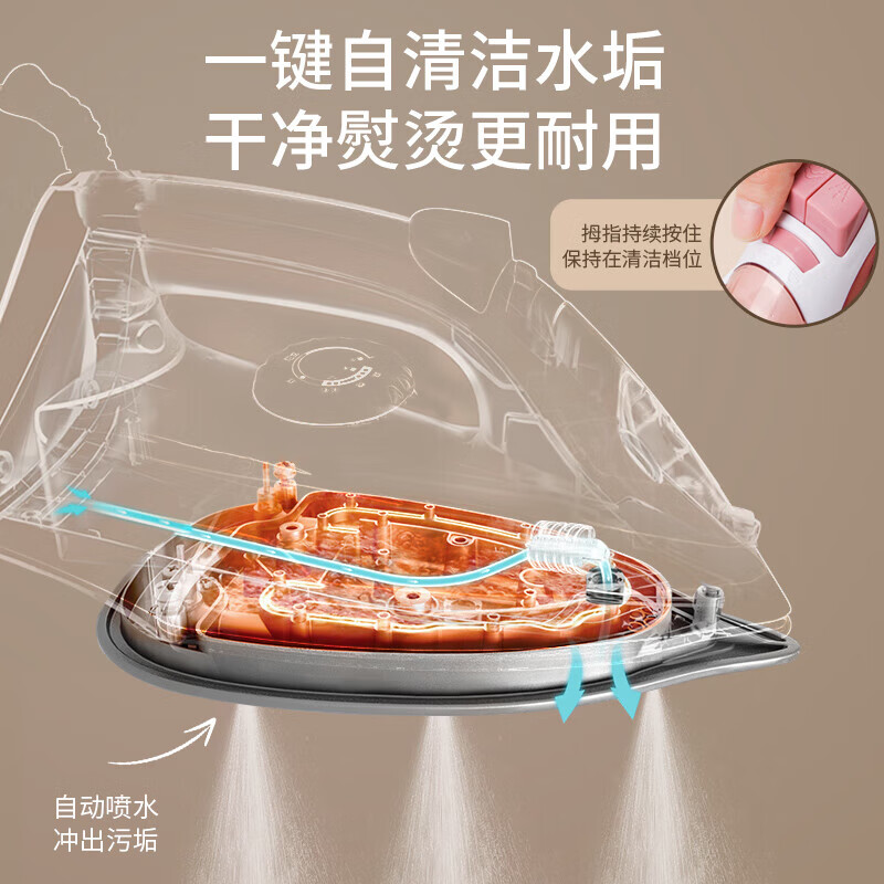 Chigo steam electric iron handheld household small ironing machine hanging ironing machine clothes calligraphy iron spelling bean old-fashioned electric iron high-power ironing five-speed temperature adjustment gift 105 deep space blue Teflon panel