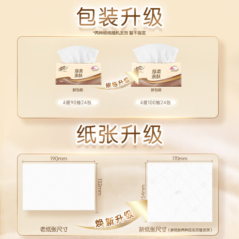 Qingfeng Li Yunrui's same style tissue paper thick and soft logs 4 layers 100 sheets * 24 packs M size paper towels toilet paper full box