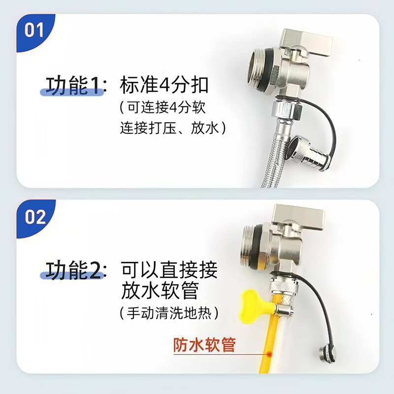 Weigusi floor heating floor heating water distributor drain valve radiator drainage exhaust sewage valve pressure reducing valve unit black hand wheel 1 inch copper nickel plated drain valve