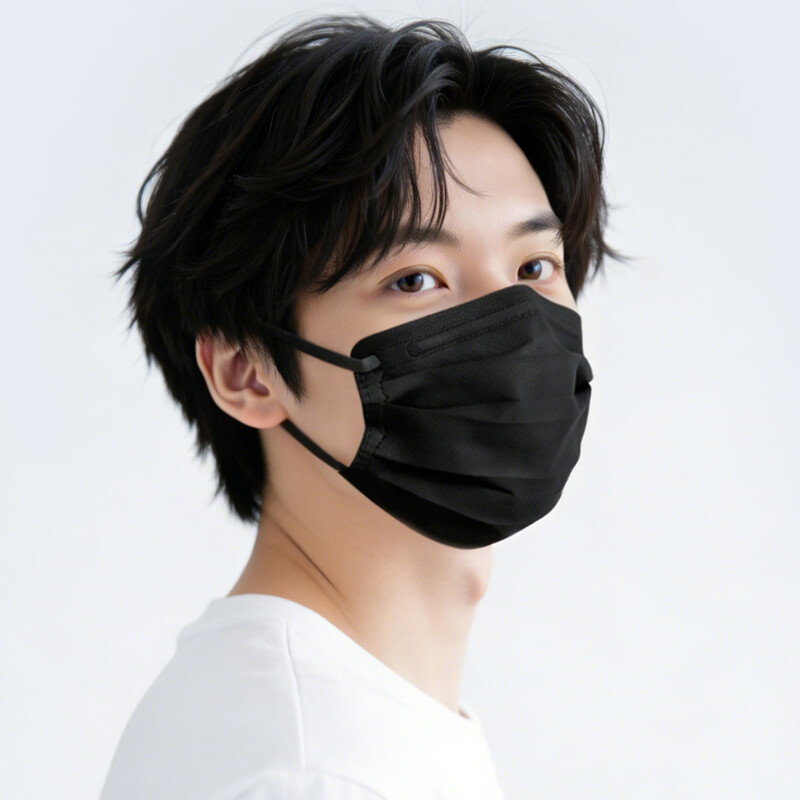 Runmi Biotech Four-fold Disposable Medical Surgical Mask Personalized Black Adult Sterilization Grade Manmu Black/50 Pieces