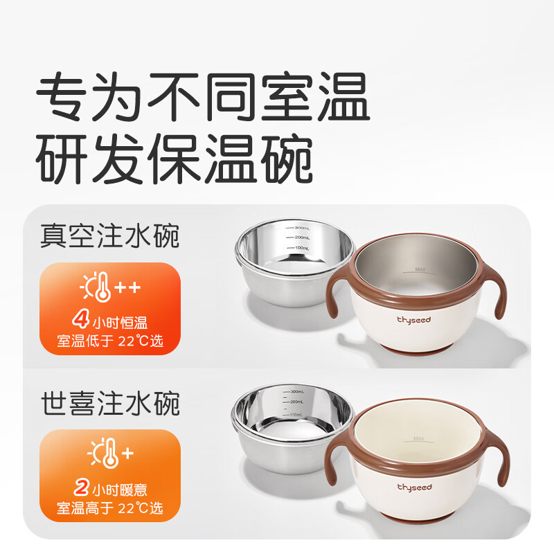 Shixi water-filled thermos bowl, baby food supplement bowl, baby soup bowl, stainless steel constant temperature suction cup bowl, anti-fall kindergarten tableware
