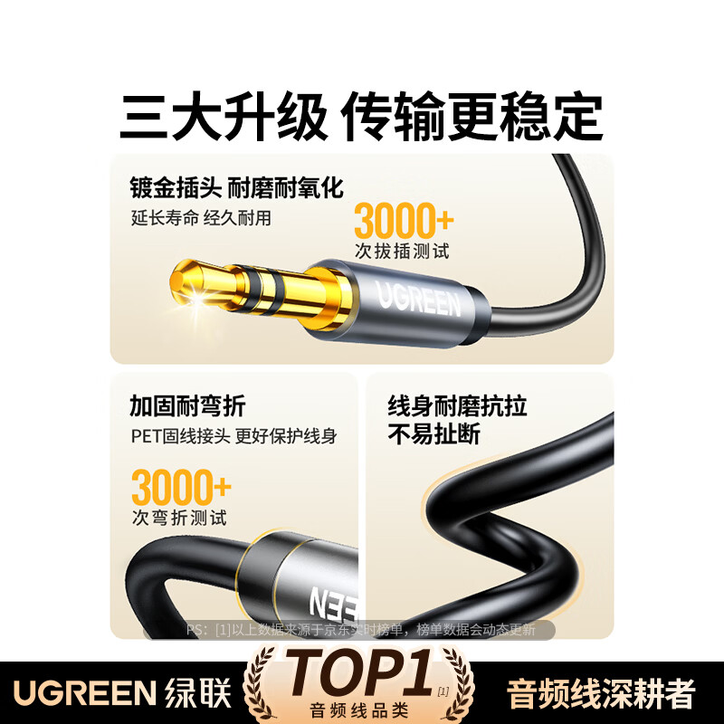Greenlink AUX audio cable 3.5mm male to male car audio connection cable laptop mobile phone headset headset audio box car conversion pair recording cable 0.5 meters 10732
