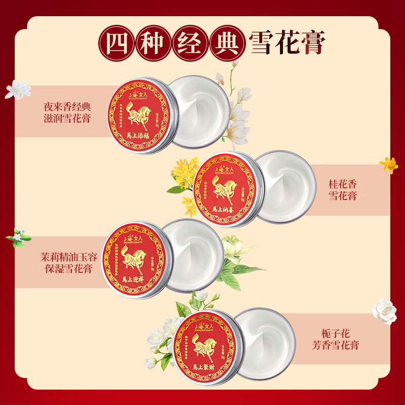 Shanghai Women's Snowflake Cream, Year of the Horse, Zodiac Year Gift, Limited Face Cream Gift Box, New Year's Birthday Gift, Practical Souvenir