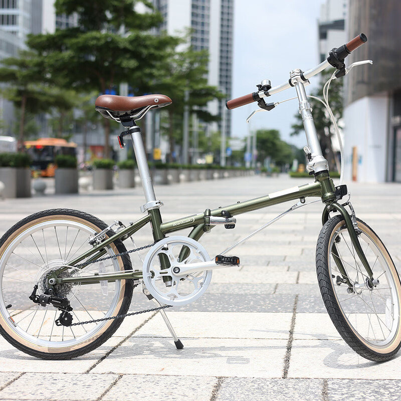 DAHON 20-inch chrome-molybdenum steel 7-speed men's and women's student retro bicycle HAC071 olive green