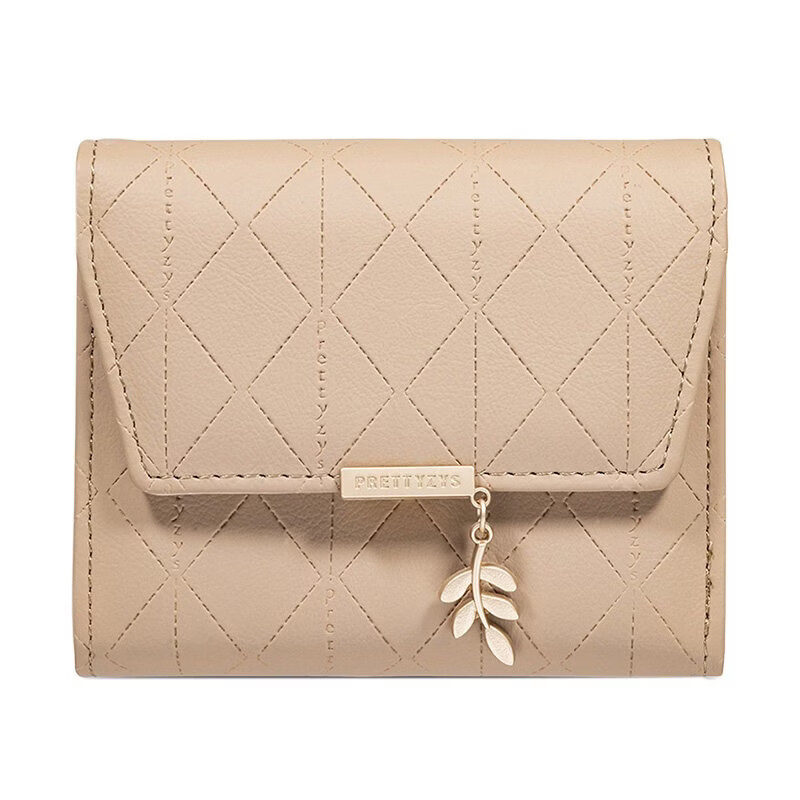 Woodpecker (TUCANO) 2026 new wallet Japanese and Korean version embossed women's short buckle wallet small fresh leaf pendant student small card holder green