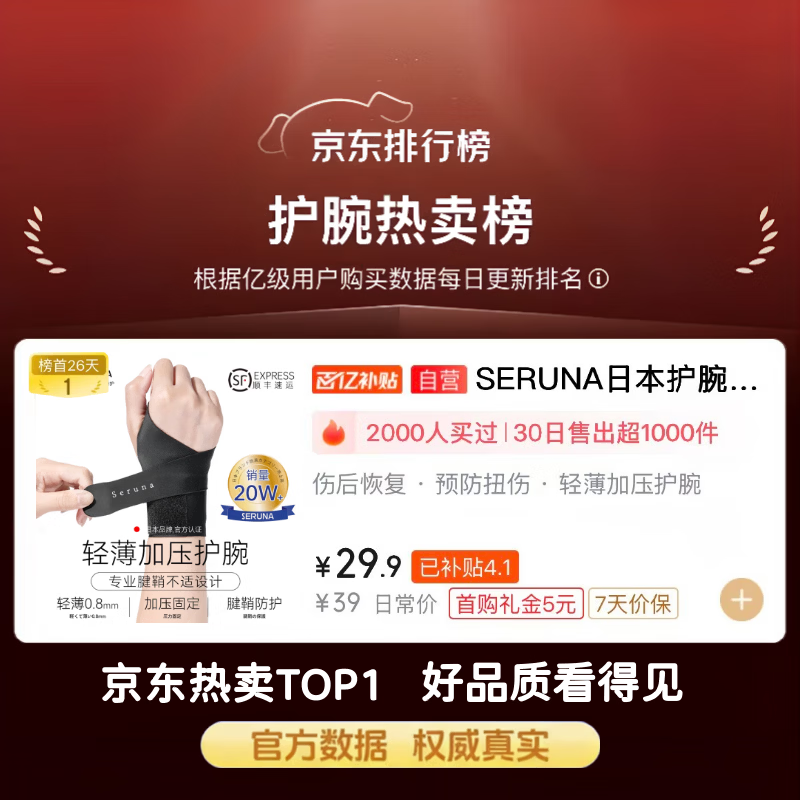 SERUNA Japanese wrist tendon sheath special sprained wrist joint strain fixator men's and women's badminton fitness sports sheath