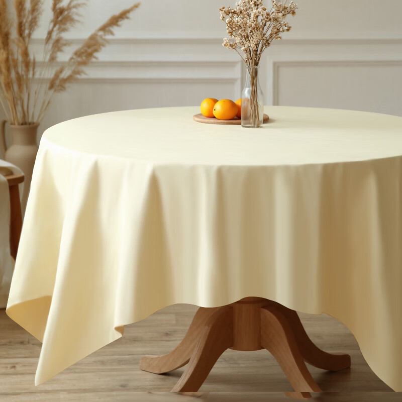 Fantasy tablecloth round table stone rectangular tablecloth French plain custard 1.4m x 1.4m 300 sheets upgraded thickened light luxury stone cloth 37g