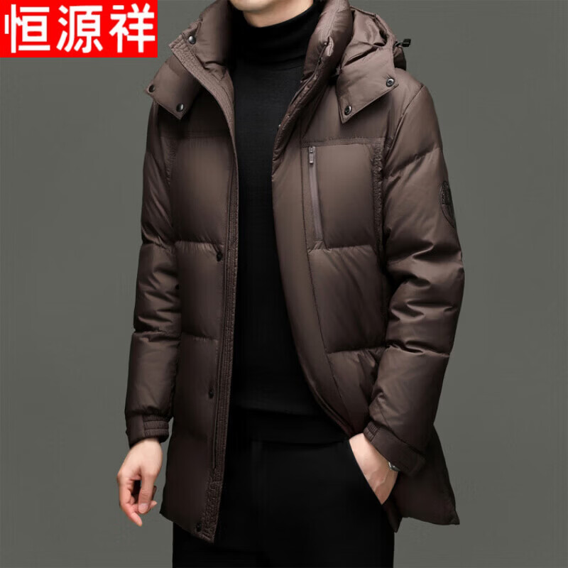 Hengyuanxiang men's down jacket mid-length thickened and warm 2025 winter middle-aged casual jacket with removable hood