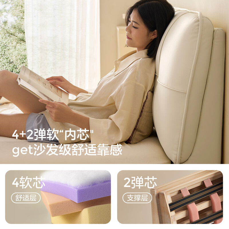 Lin's home fabric bed master bedroom large bed cream style puff bed fabric bed suspended bedroom double bed 1.8m x 2m TBC129