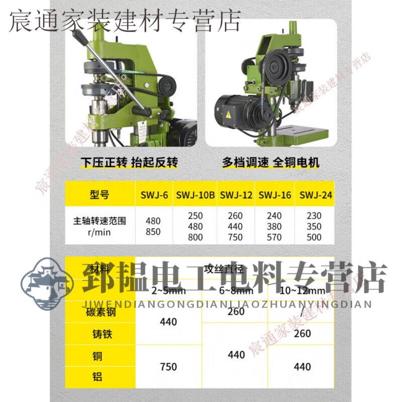 RSRDDY tapping machine desktop industrial grade small 220V380V single phase tapping machine SWJ12 Lingxiling Pearl River Delta same day delivery Guangdong next day delivery