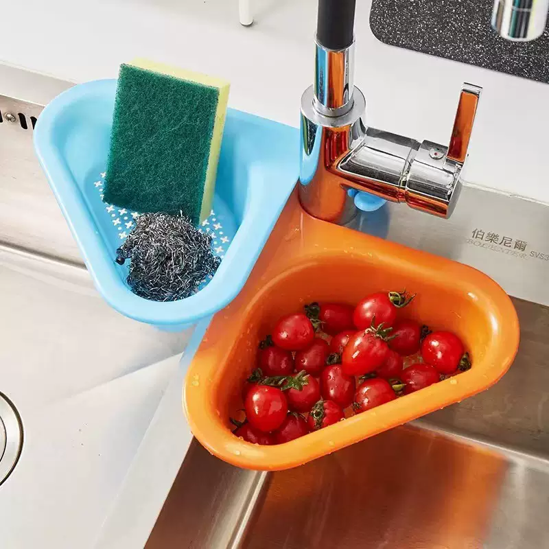 Yusenyi sink swan drain blue dry and wet separation plastic vegetable washing sink drain basket drain rack dry and wet separation sink default