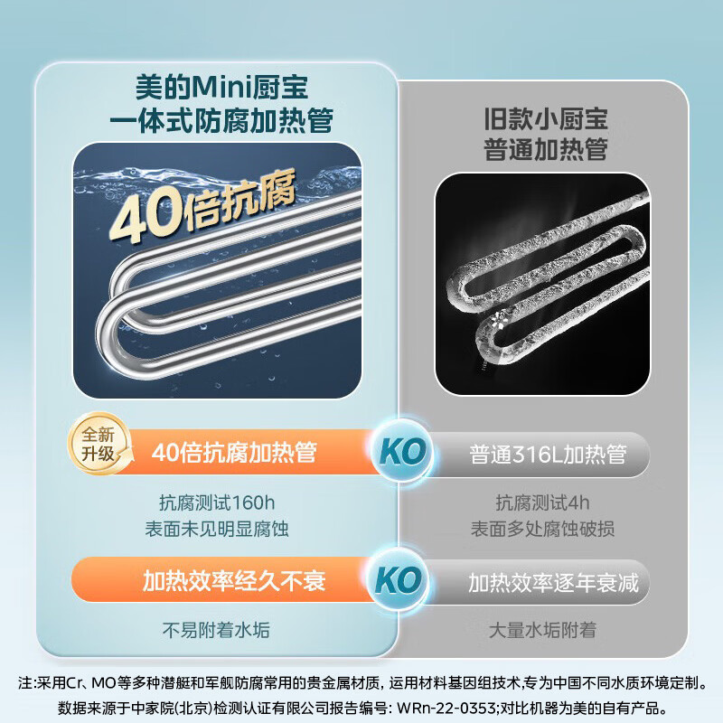 Midea 8-year warranty 5-liter storage-type electric water heater small kitchen treasure household dishwashing and vegetable safety 1650W instant kitchen hot water treasure F05-15A1 (S)