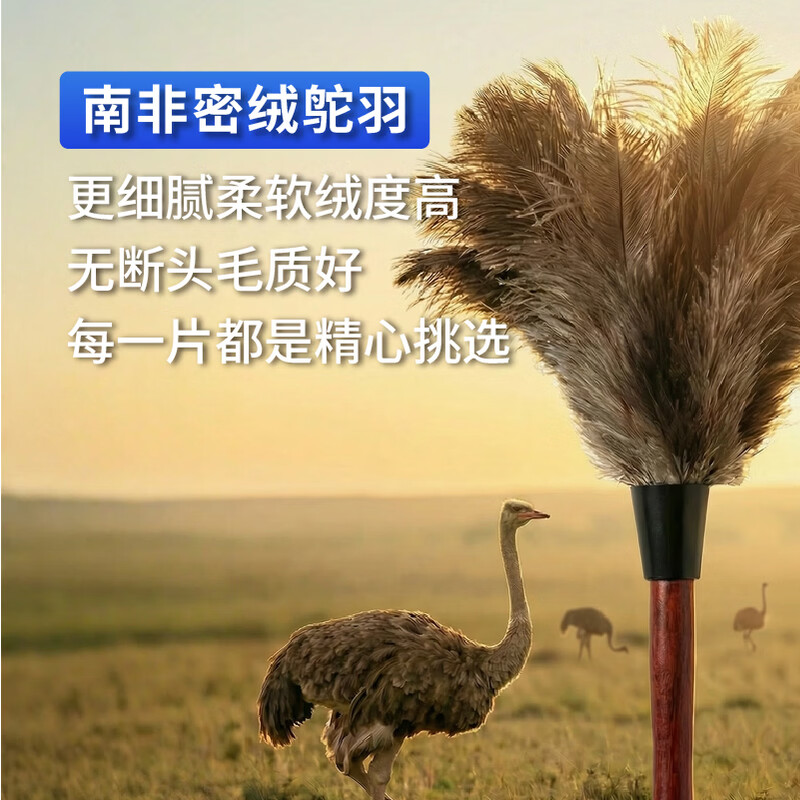 Pimu ostrich feather duster high-end feather electrostatic adsorption dust removal trumpet soft non-shedding feather duster commodity container household indoor furniture sweeping dust suction car cleaning artifact