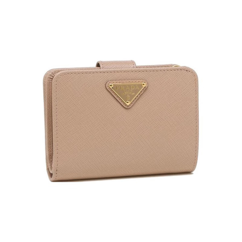 PRADA (PRADA) Saffiano triangle zipper wallet women's nude color New Year gift basic outfit (bag)