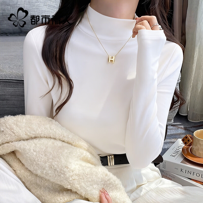 Urban beauty bottoming shirt for women that can be worn as an inner layer and a foreign style 2025 new autumn and winter plus velvet foreign style warm casual long-sleeved top