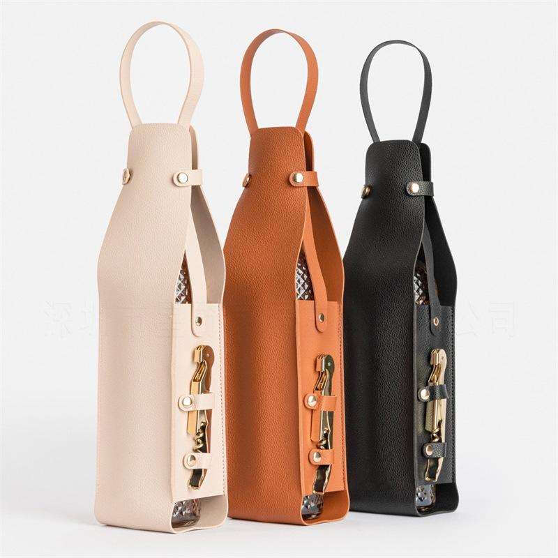 Yusenyi single bottle red wine packaging bag, portable portable champagne storage bag, red wine gift box bag, black (excluding bottle opener)