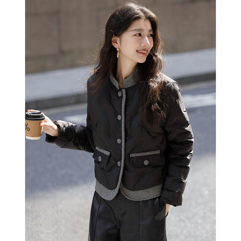 Demana combines lightness and warmth, winter 90 duck down Korean-style stand-up collar fabric magnetic buckle three-layer craft women's down jacket