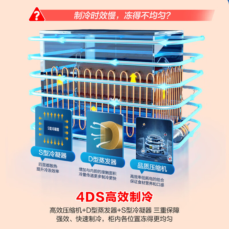 Ronshen micro-frost 200L single-temperature household freezer refrigerator ice-sealed fresh PCM anti-corrosion liner first-class energy efficiency light sound freezer BD/BC-200E10HNLAJ