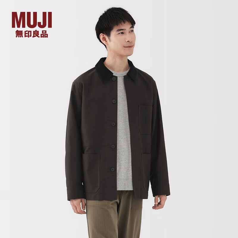 MUJI Men's Kapok Blend Corduroy Collar Jacket Men's Jacket 25 Years Winter Outerwear Men's Men's Dark Gray L (175/100A)