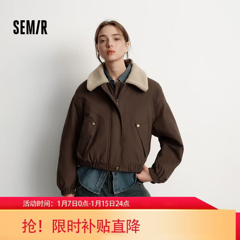 Semir coat women's winter quilted imitation lambswool lapel oversize brushed 2025 Barn style 109725108014