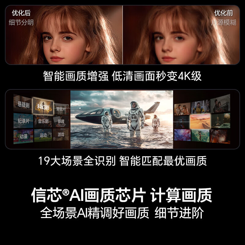 Hisense TV Xiaomo E5Q Pro 85-inch 1248 partition U+MiniLED Xinxin chip anti-reflective anti-glare ink crystal screen national subsidy World Cup 85E5Q-PRO 85-inch standard version standard base