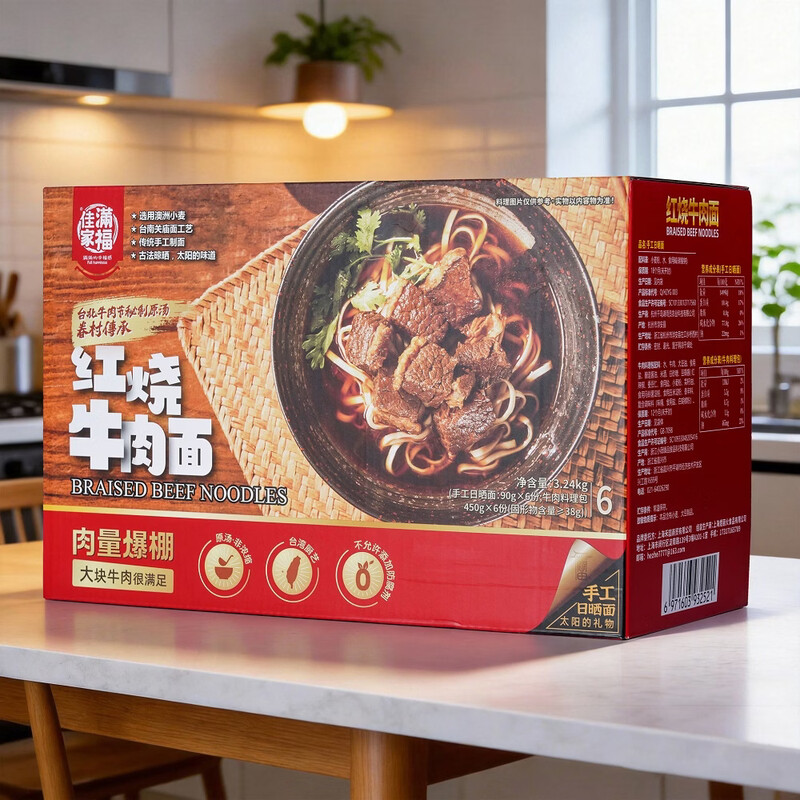Jiajia Manfu Classic Taiwanese Beef Noodles 540g*6 boxes Handmade Sun-dried Noodles Imported Large Beef Non-fried Late Night Snack